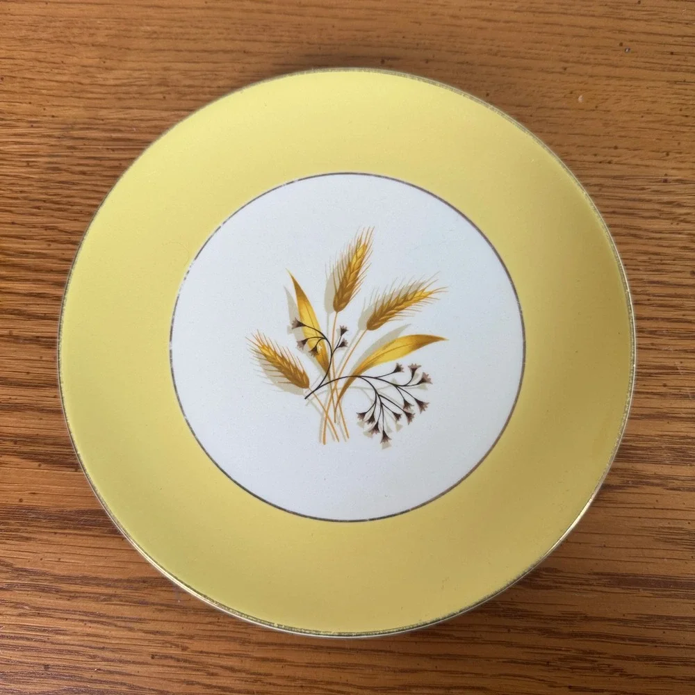 Century Service Corp Autumn Gold Wheat Salad Plate‎ Yellow Gold Trim Vintage